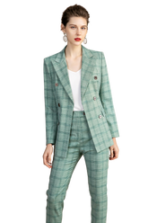 Green Double Breasted Straight Leg Pantsuit - FashionByTeresa